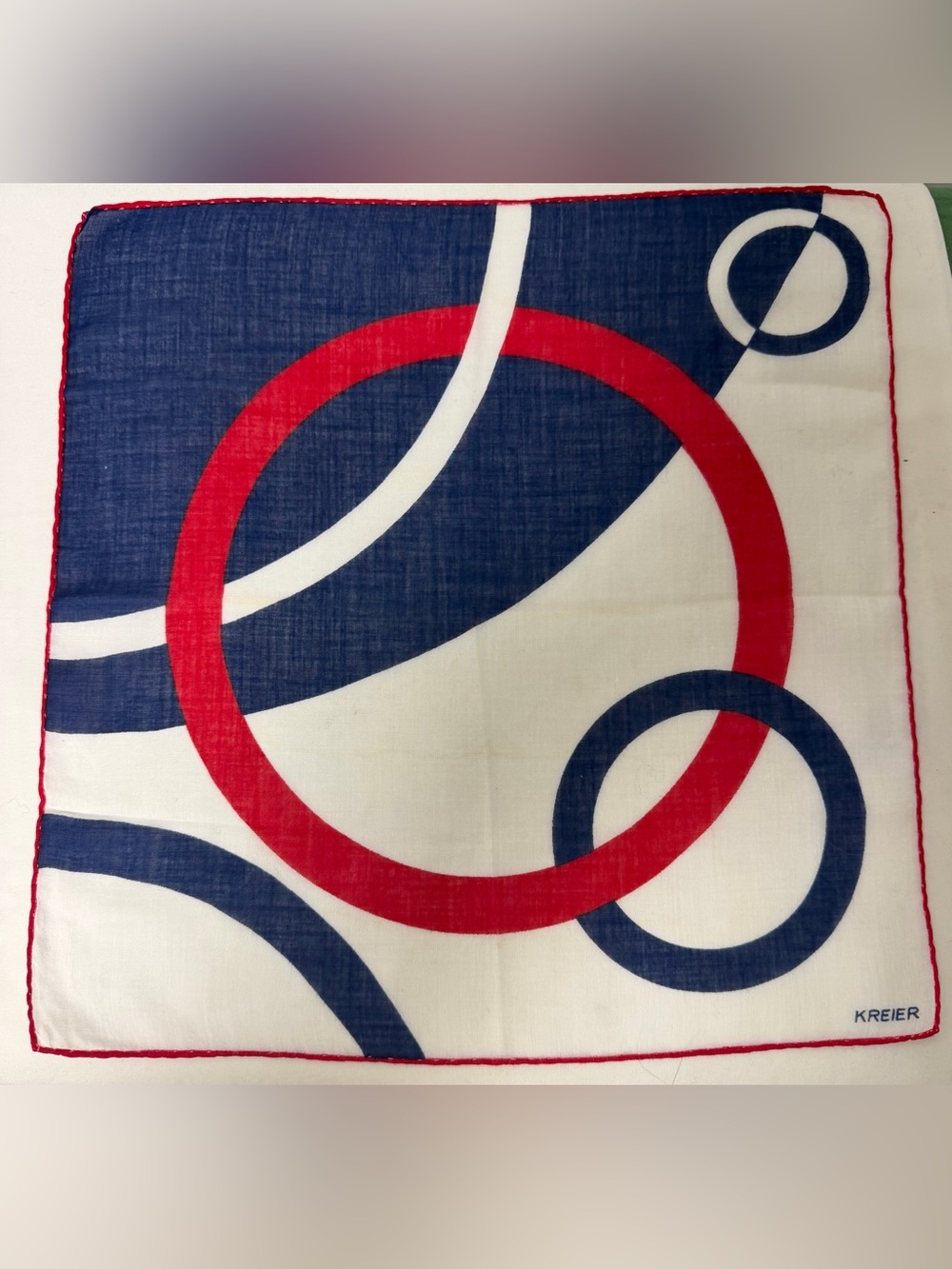 VTG  Kreier Abstract Geometric Print Pocket Square Scarf / Handkerchief Unisex